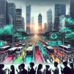 "AI-powered public transit crowding prediction feature on Google Maps displayed on a smartphone, showcasing real-time data for U.S. cities."