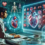 "AI-driven virtual twin model of human organs for pharmaceutical testing, showcasing the integration of advanced technology in biomedicine for drug development."